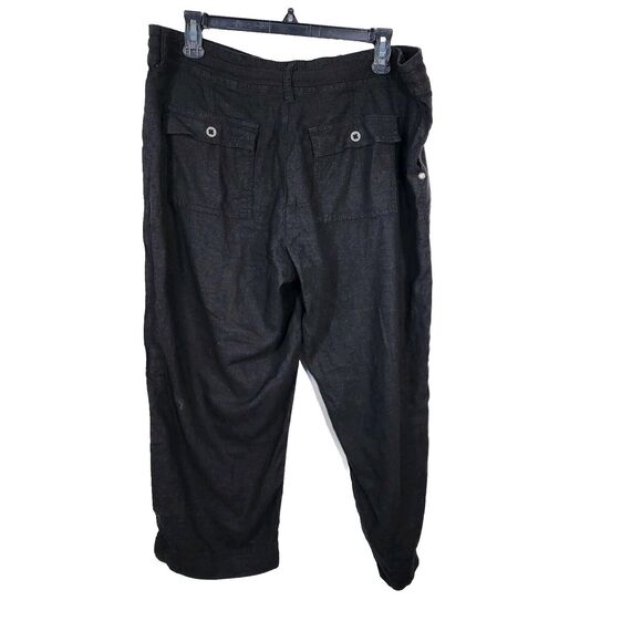Sonoma Life Style Womens Capri Pants Size 12 Linen Rayon Blend Drawstring Black - Picture 2 of 10